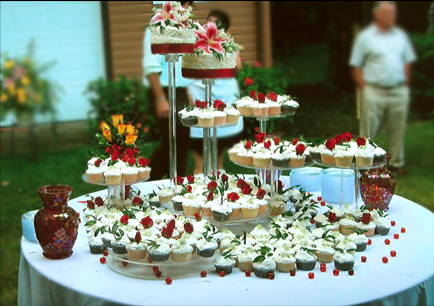 Wedding cupcake display as an alternative to traditional wedding cake by Lisa Becker's Bakery